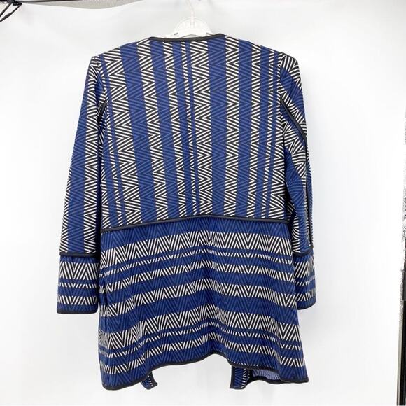 Dana Buchman Warm Luxe Cardigan Duster blue black open front office school sz XL - Picture 6 of 6